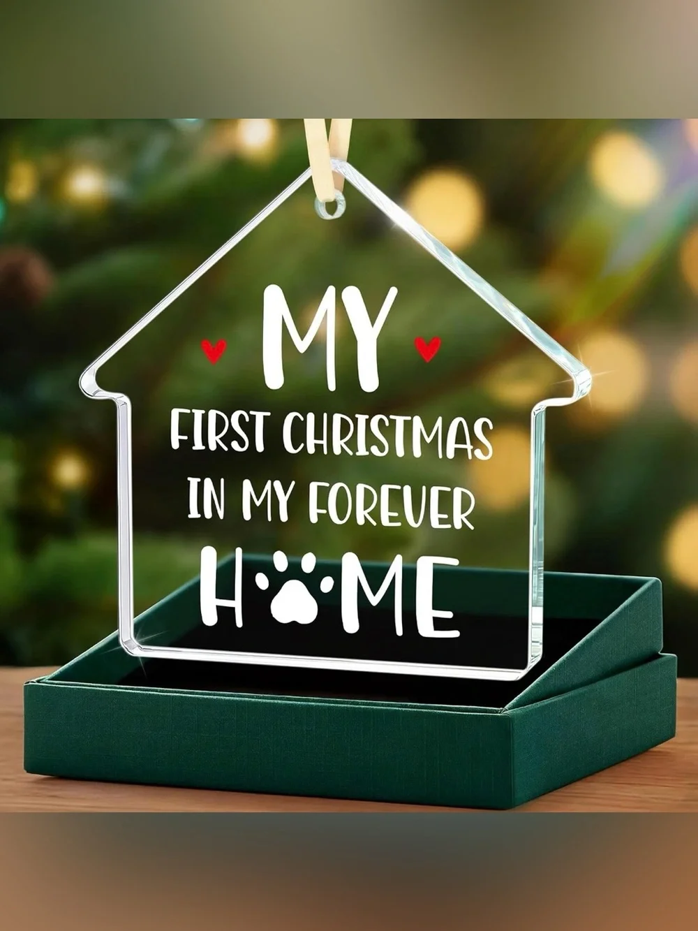 My First Christmas in My Forever Home Glass Ornament - Pet Lovers.